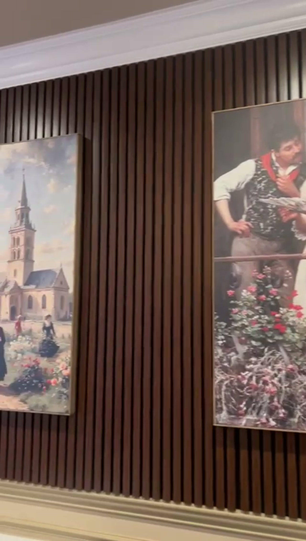 Restaurant with direct-to-wall printed classical paintings