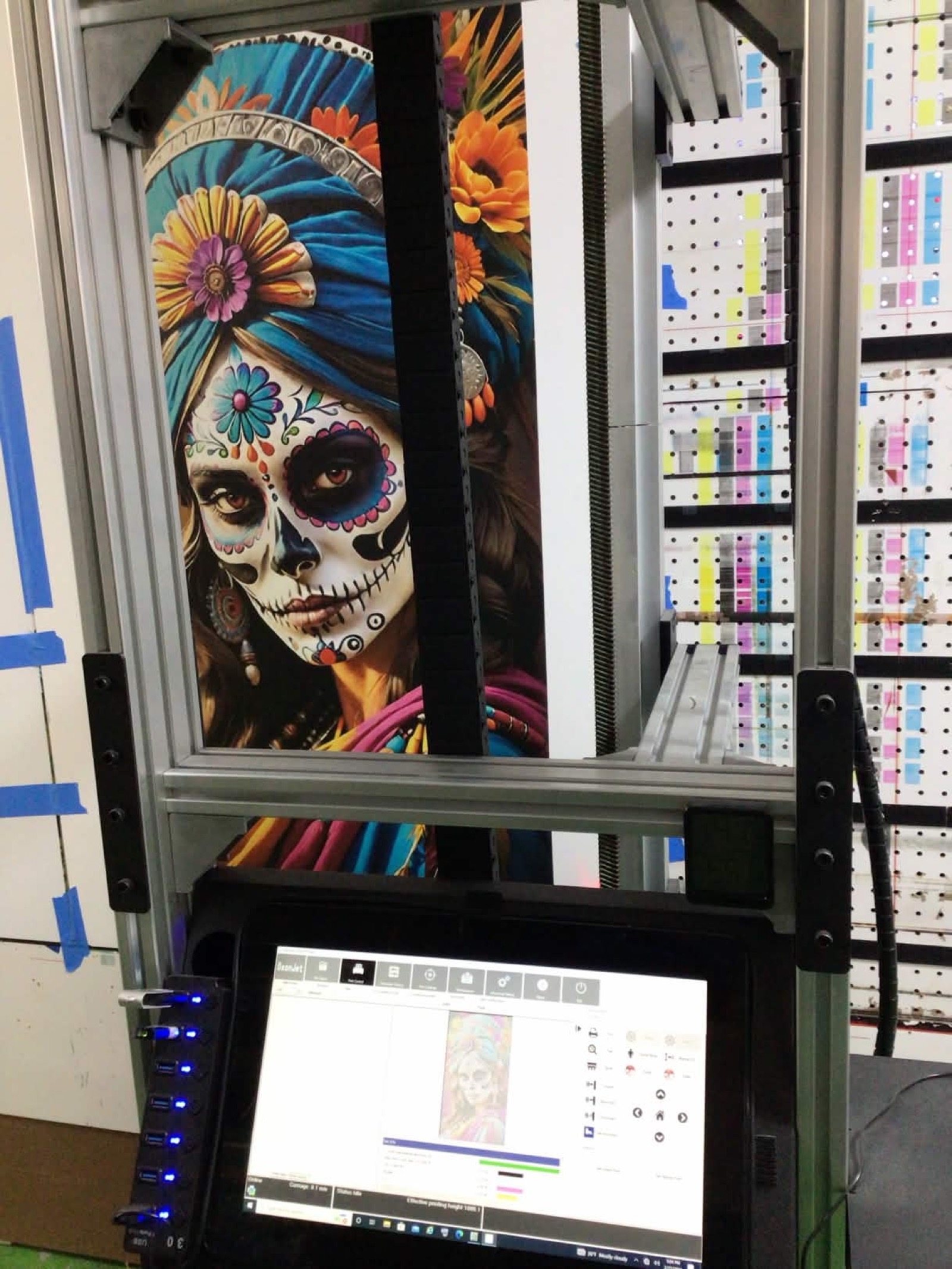 Día de los Muertos sugar skull portrait wall print